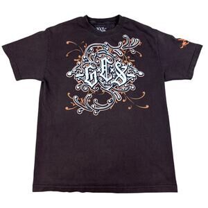 y2k 2000s GCS graffiti streetwear style tshirt Lg emo grunge goth skater floral